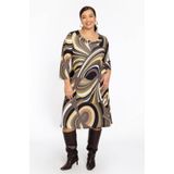 Jurk - EMILY - A-lijn - Retroprint - Bruin Oker Zand