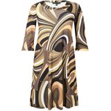 Jurk - EMILY - A-lijn - Retroprint - Bruin Oker Zand