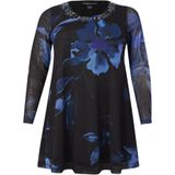 Tuniek - VALENTINE - Bloemenprint - Diepe Blauwtinten - Wide Bottom Pasvorm
