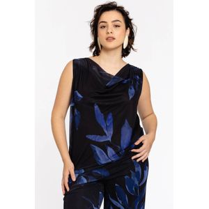 Singlet - Diepblauw - VALENTINE - Mouwloze Top - Bloemenprint