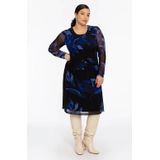 Jurk - Diepblauw Bloemenpatroon - VALENTINE - A-lijn Jurken