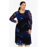 Jurk - Diepblauw Bloemenpatroon - VALENTINE - A-lijn Jurken