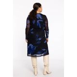 Jurk - Diepblauw Bloemenpatroon - VALENTINE - A-lijn Jurken