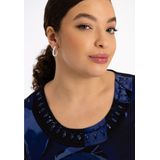 Jurk - Diepblauw Bloemenpatroon - VALENTINE - A-lijn Jurken