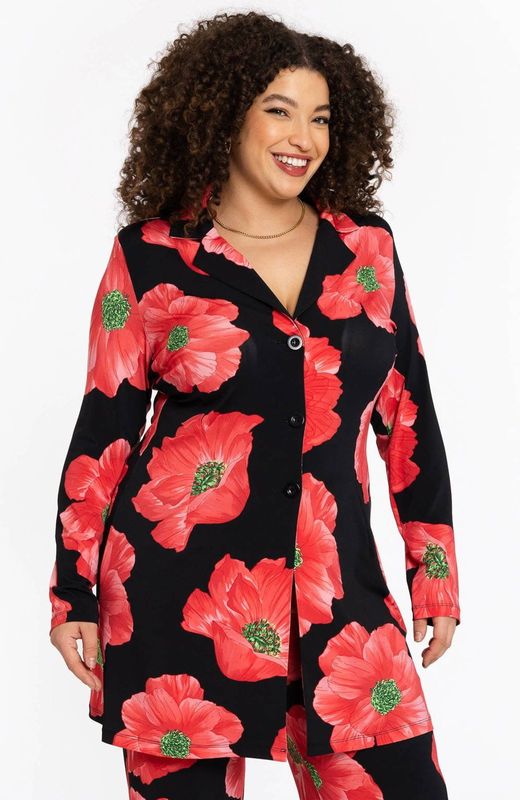 YOEK - PETALS - Lange Blazer - Roodtinten