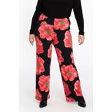Pantalon - PETALS-print - Rood - Stretchstof