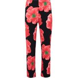 Pantalon - PETALS-print - Rood - Stretchstof