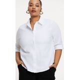 YOEK - Blouse - Wit - Rechte Pasvorm - Klassieke Kraag - Half Lange Mouwen