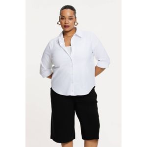 YOEK - Blouse - Wit - Rechte Pasvorm - Klassieke Kraag - Half Lange Mouwen