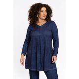 Geplooide Tuniek - DENIM DOLCE - Denimlook - Lange Mouwen