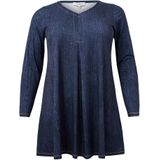 Geplooide Tuniek - DENIM DOLCE - Denimlook - Lange Mouwen