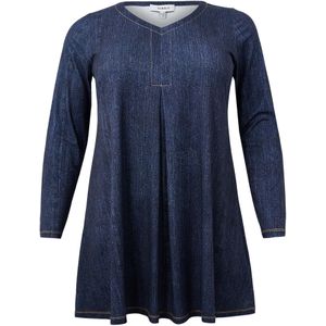 Geplooide Tuniek - DENIM DOLCE - Denimlook - Lange Mouwen