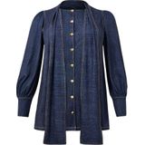 Tuniek - DENIM DOLCE - Met Strik - Zachte Denimlook - Lange Pofmouwen