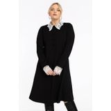 VERO - A-lijn Jurk - Zwart - Met Kanten Details - Lange Mouwen