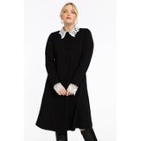 VERO - A-lijn Jurk - Zwart - Met Kanten Details - Lange Mouwen