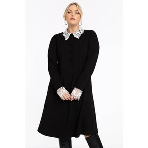 VERO - A-lijn Jurk - Zwart - Met Kanten Details - Lange Mouwen