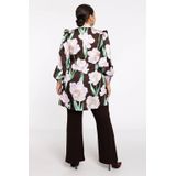 FIORITO - Satijnen Blouse - Donkerbruin - Grote Bloemenprint