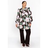 FIORITO - Satijnen Blouse - Donkerbruin - Grote Bloemenprint