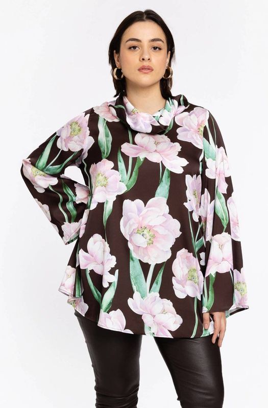 FIORITO - Satijnen Tuniek - Bloemenprint - Pastelkleuren