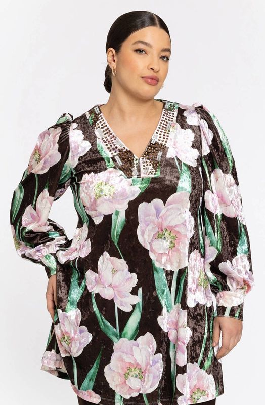 Tuniek - FIORITO - Zacht Velours - Kleurrijke Bloemenprint