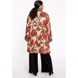 Vest - PAPAVERO - Zandkleurig - Cardigan - Bloemenprint in Roodtinten