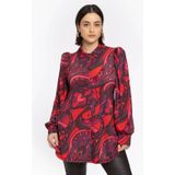 A-lijn Blouse GLORIA - Rood Paars Roze - Volumineuze Mouwen - Knoopsluiting