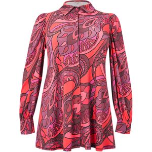 A-lijn Blouse GLORIA - Rood Paars Roze - Volumineuze Mouwen - Knoopsluiting