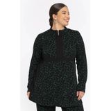 Tuniek - Groen - MOORLAND - Met Rits - Zwarte Ondergrond - Lange Mouwen