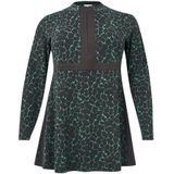 Tuniek - Groen - MOORLAND - Met Rits - Zwarte Ondergrond - Lange Mouwen