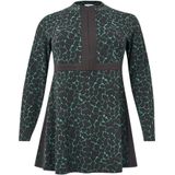 Tuniek - Groen - MOORLAND - Met Rits - Zwarte Ondergrond - Lange Mouwen
