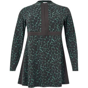 Tuniek - Groen - MOORLAND - Met Rits - Zwarte Ondergrond - Lange Mouwen