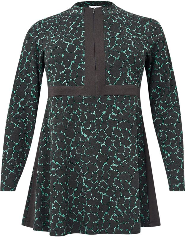 Tuniek - Groen - MOORLAND - Met Rits - Zwarte Ondergrond - Lange Mouwen