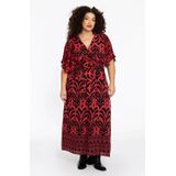 Maxi-jurk - IKAT - Flatterend Overslagmodel - V-hals - Strikceintuur