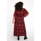 Maxi-jurk - IKAT - Flatterend Overslagmodel - V-hals - Strikceintuur
