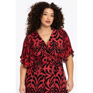 Maxi-jurk - IKAT - Flatterend Overslagmodel - V-hals - Strikceintuur