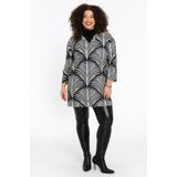 Tuniek - Zwart-witte Print - Palmbladmotief - Driekwartmouwen