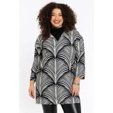 Tuniek - Zwart-witte Print - Palmbladmotief - Driekwartmouwen