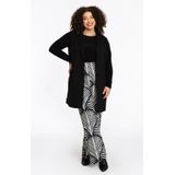 Pantalon - Zwart-witte Palmprint - Rechte Wijde Pijp - Elastische Tailleband