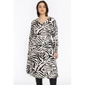 Jurk - Zwart-witte Tijgerprint - A-lijn Model