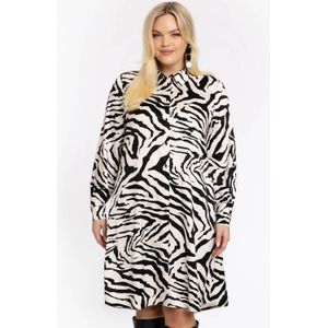 Blouse-jurk TIGRE - Zwart-witte Tijgerprint - Rechte Pasvorm