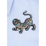 Blouse - Lichtblauw - Gestreept - Met Borduursel