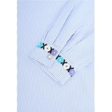 Blouse - Lichtblauw - Gestreept - Met Borduursel