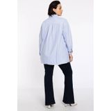 Blouse - Lichtblauw - Gestreept - Met Borduursel