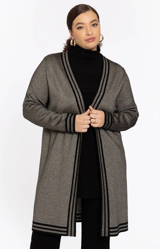 Vest - SHINE - Cardigan - Zwart - Licht Stretchend - Elegante Metallic Finish