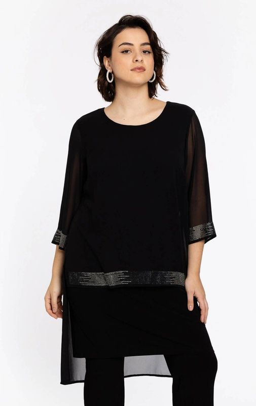 Jurk - Zwart - CHIFFON - A-lijn