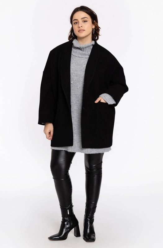 Jas - Zwart - Damesjas - Rechte Pasvorm - Glinsterende Steentjes