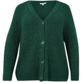 Gebreid Vest - Diep Groen - Grofgebreid - Met Grote Knopen - Diepe V-hals