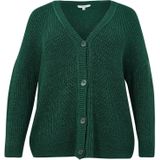 Gebreid Vest - Diep Groen - Grofgebreid - Met Grote Knopen - Diepe V-hals