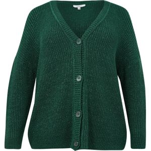 Gebreid Vest - Diep Groen - Grofgebreid - Met Grote Knopen - Diepe V-hals