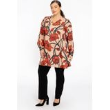 Tuniek - PAPAVERO - Wide Bottom - A-lijn - V-hals - Pofmouwen